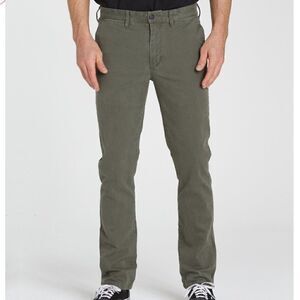 BILLABONG MENS NEW ORDER CHINO PANT MILITARY GREEN Sz 34